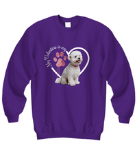 Load image into Gallery viewer, Valentine Bichon Frise Sweatshirt, Bichon Frise Mom,, Valentine Heart Dog, Valentine Dog Sweatshirt, Gift for Dog Lover
