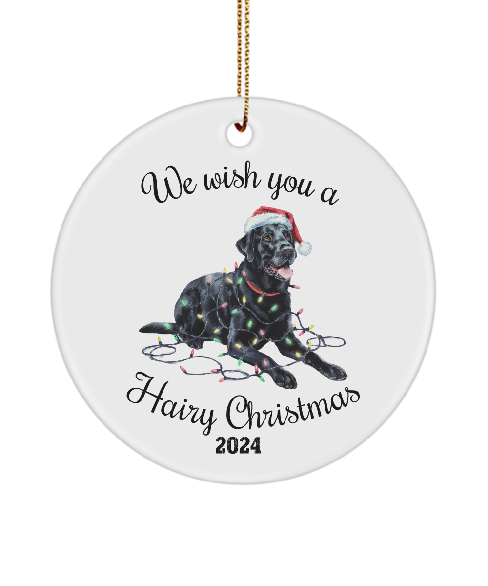 Christmas Black Labrador Ornament, Lab Mom, Christmas Lights Dog Keepsake, Christmas Dog, Gift for Dog Lover, Black Lab