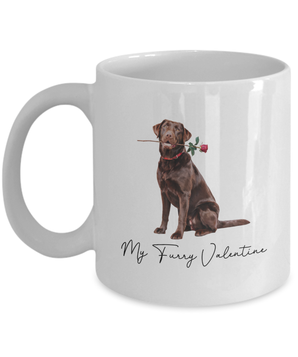 Chocolate Lab Valentine Mug, My Furry Valentine, Gift for Dog Lovers, Cute Dog Coffee Cup, Gift for Chocolate Lab Lovers