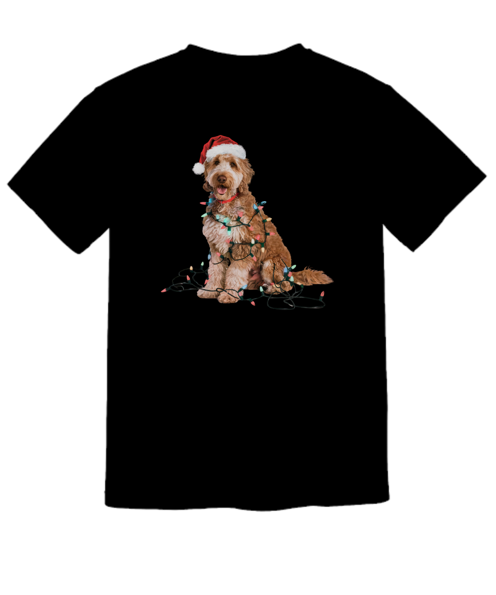 Christmas Goldendoodle Shirt, Christmas Lights Dog Tee, Christmas Dog Tee, Goldendoodle Mom Tshirt, Gift for Dog Lover, Goldendoodle