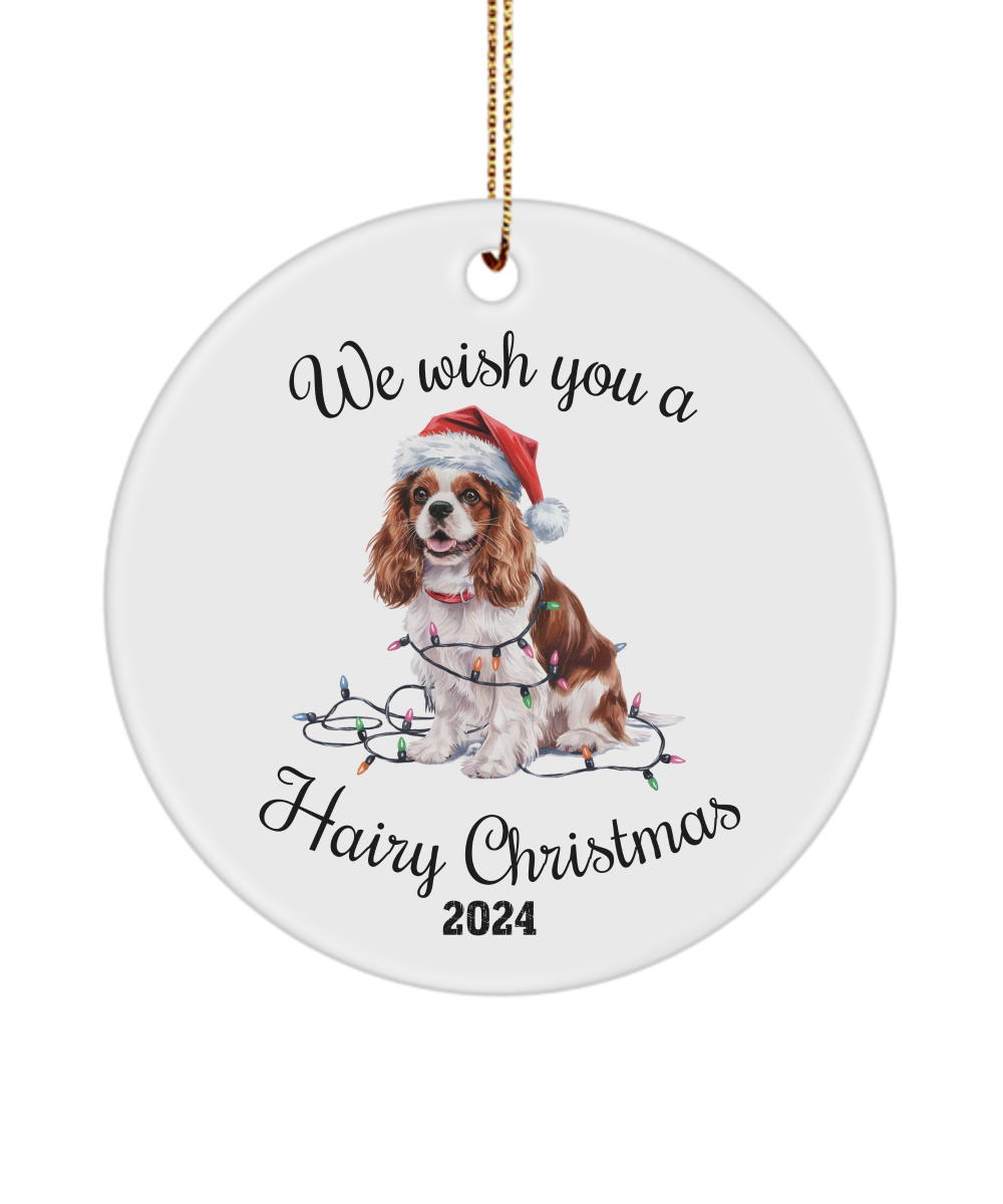 Christmas Cavalier King Charles Spaniel Ornament, Cavalier Spaniel Mom, Christmas Lights Dog, Christmas Dog Ornament,  Gift for Dog Lover