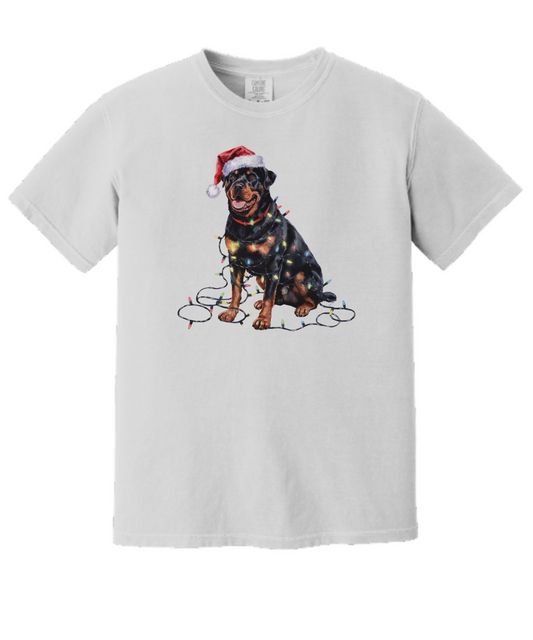 Christmas Rottweiler Shirt, Christmas Lights Dog Tee, Christmas Dog Tee, Rottweiler Mom Tshirt, Gift for Dog Lover, Rottweiler