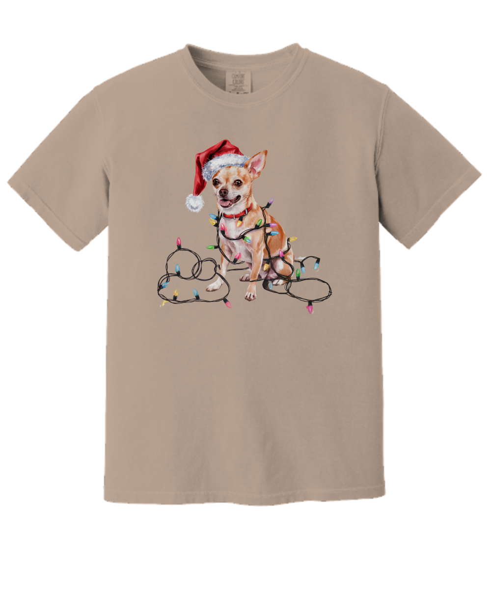 Christmas Chihuahua Shirt, Christmas Dog Tee, Christmas Lights Dog Tee, Chihuahua Mom Tshirt, Gift for Dog Lover, Chihuahua