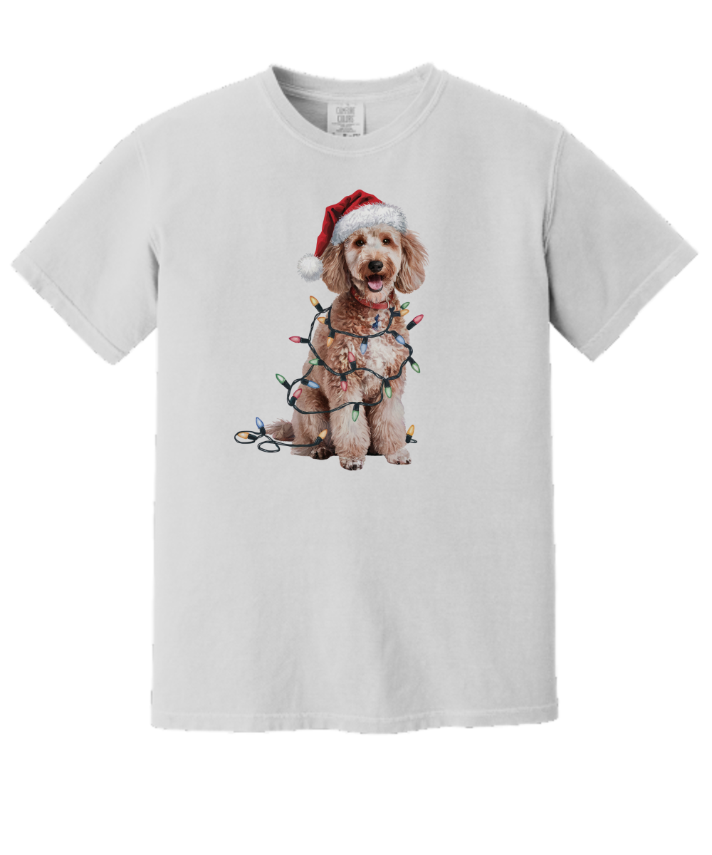 Christmas Poodle Shirt, Christmas Lights Dog Tee, Christmas Dog Tee, Poodle Mom Tshirt, Gift for Dog Lover, Poodle