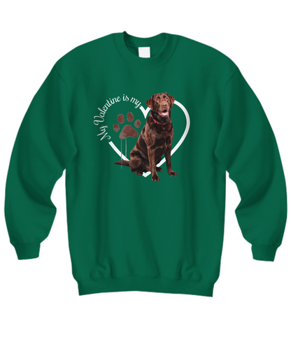 Valentine Chocolate Lab Sweatshirt, Chocolate Lab Mom, Valentine Heart Dog, Valentine Dog Sweatshirt, Gift for Dog Lover