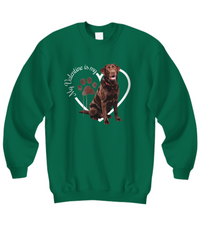 Load image into Gallery viewer, Valentine Chocolate Lab Sweatshirt, Chocolate Lab Mom, Valentine Heart Dog, Valentine Dog Sweatshirt, Gift for Dog Lover

