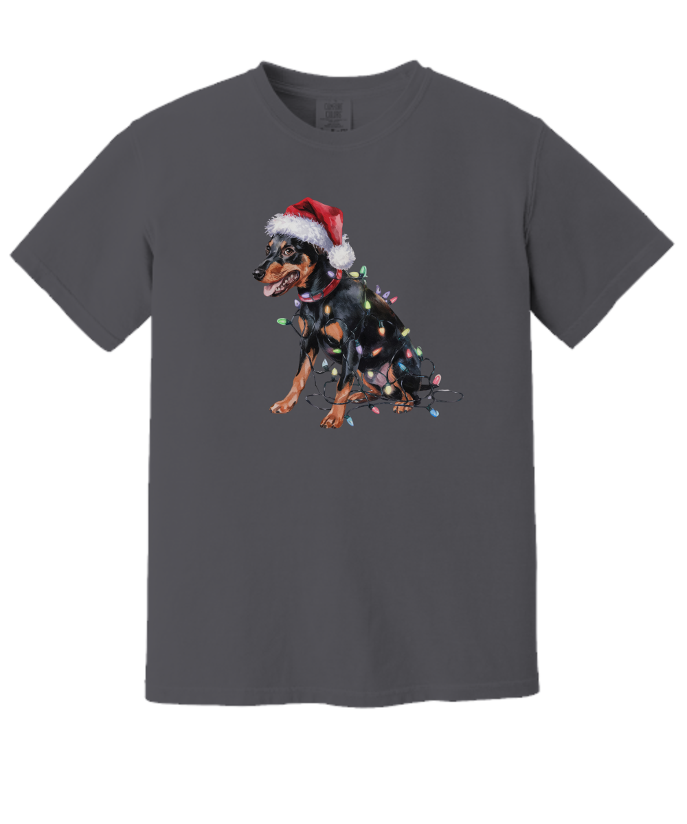 Christmas Miniature Pincher Shirt, Christmas Lights Dog Tee, Christmas Dog Tee, Miniature Pincher Mom Tshirt, Gift for Dog Lover