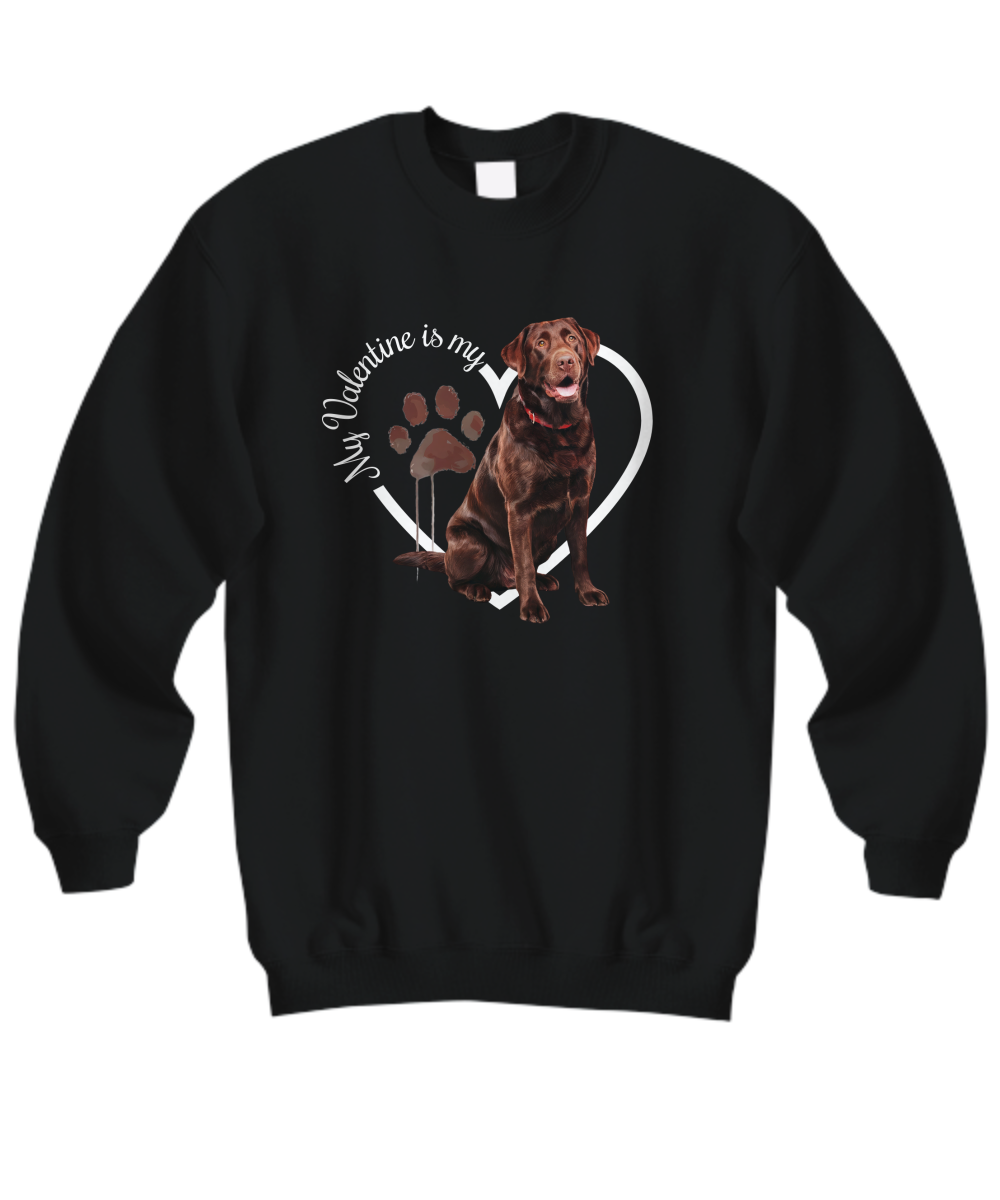 Valentine Chocolate Lab Sweatshirt, Chocolate Lab Mom, Valentine Heart Dog, Valentine Dog Sweatshirt, Gift for Dog Lover