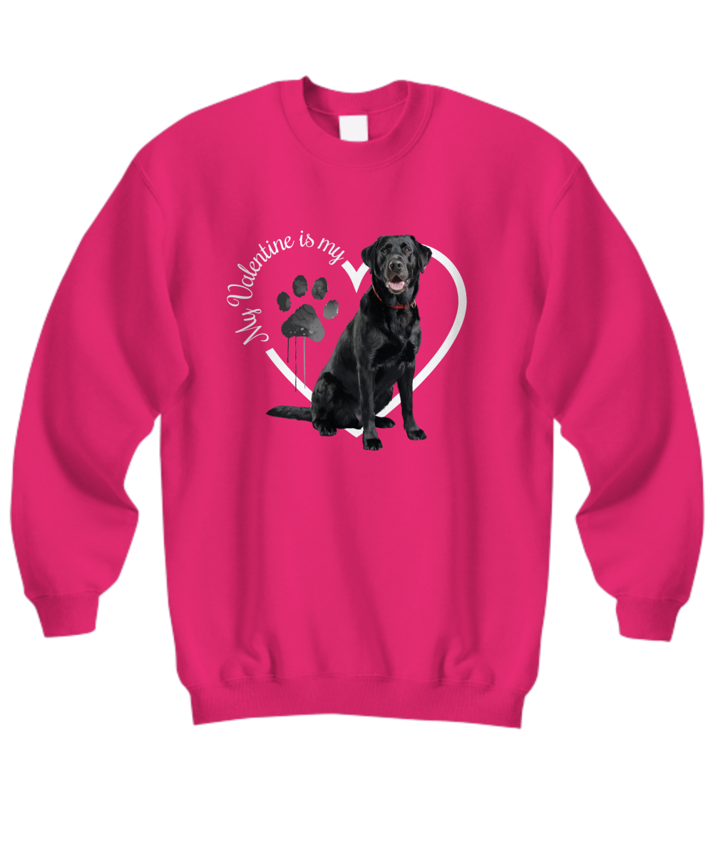 Valentine Black Lab Sweatshirt, Black Lab Mom, Valentine Heart Dog, Valentine Dog Sweatshirt, Gift for Dog Lover