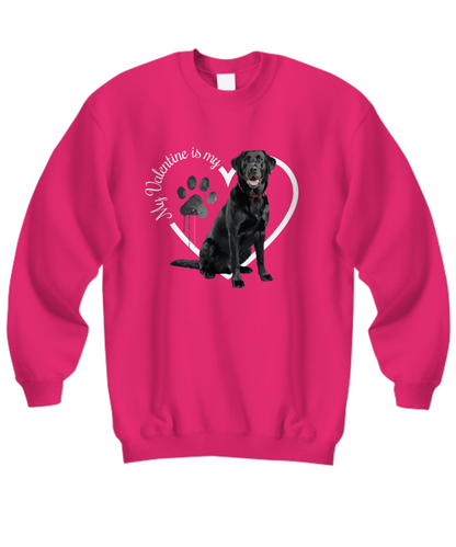 Valentine Black Lab Sweatshirt, Black Lab Mom, Valentine Heart Dog, Valentine Dog Sweatshirt, Gift for Dog Lover