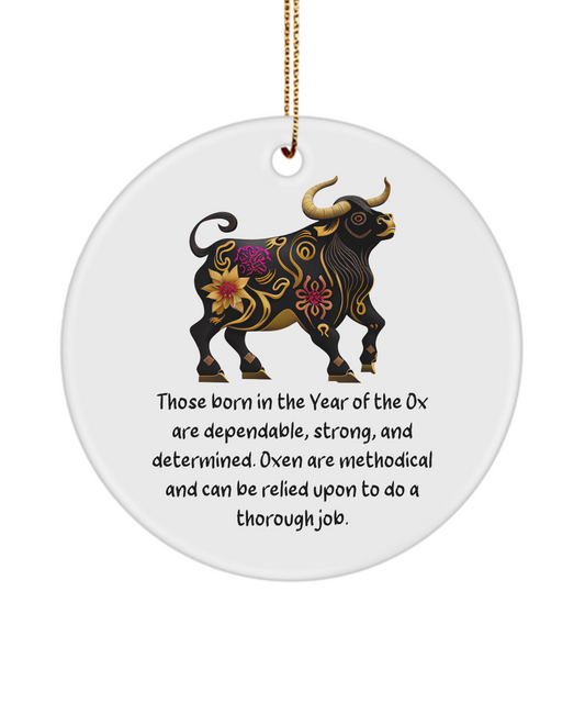 Chinese Zodiac Ornament, Chinese New Year, Chinese Zodiac, Chinese Horoscope, Zodiac Sign, Year of The Ox, Ox Ornament, Zodiac Ornament, Chinese New Year