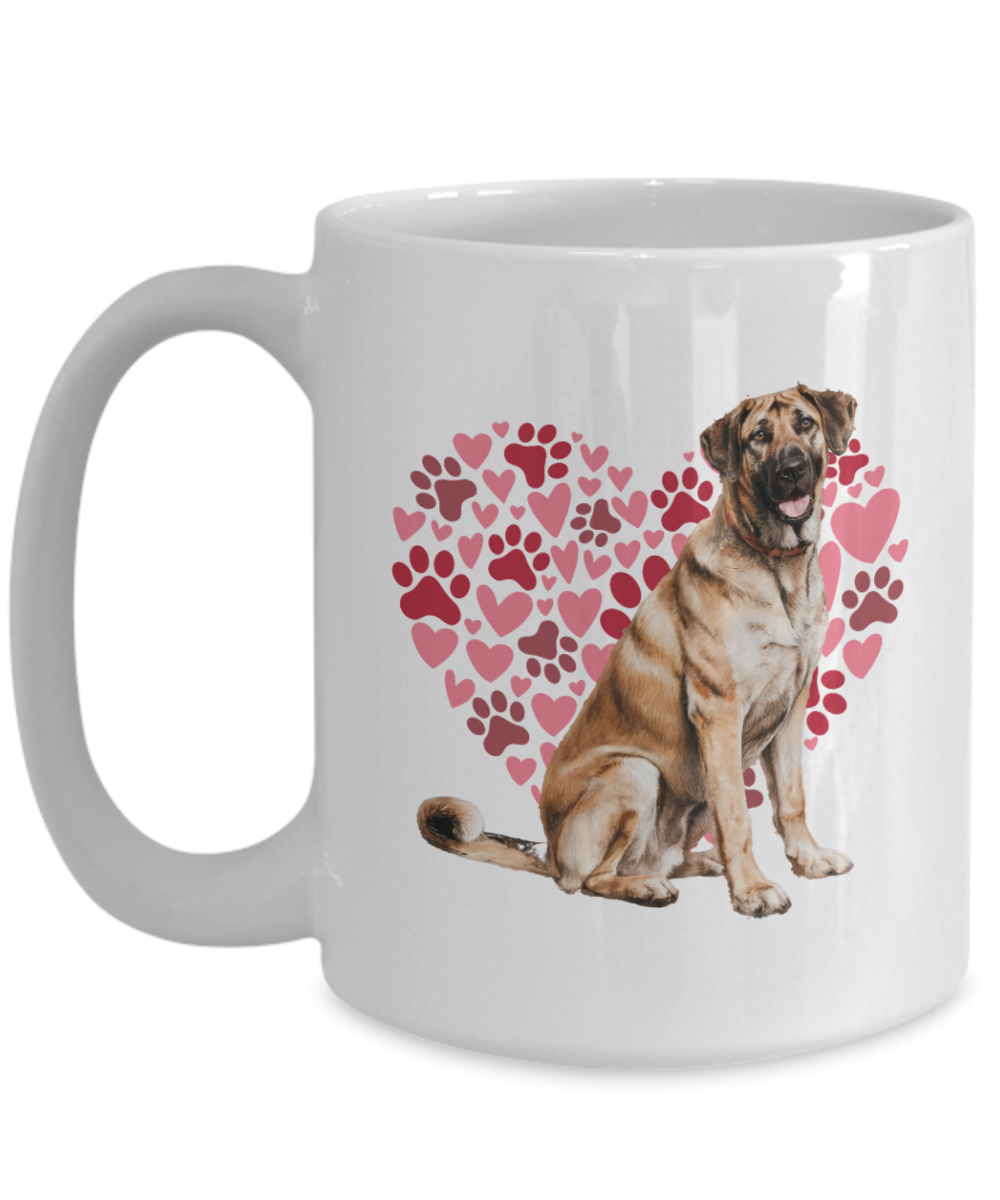 Anatolian Shepherd Love Mug, Heart & Paw Print Design, Perfect Gift for Dog Lovers, Shepherd Owners, Pet Enthusiasts