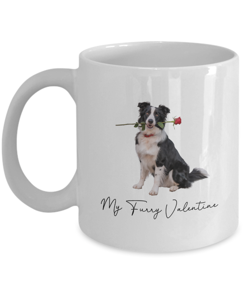 Border Collie Valentine Mug, My Furry Valentine, Gift for Dog Lovers, Cute Dog Coffee Cup, Gift for Border Collie Lovers