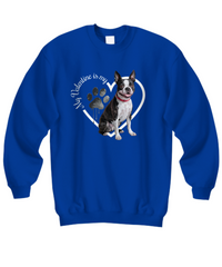 Load image into Gallery viewer, Valentine Boston Terrier Sweatshirt, Boston Terrier Mom, Valentine Heart Dog, Valentine Dog Sweatshirt, Gift for Dog Lover
