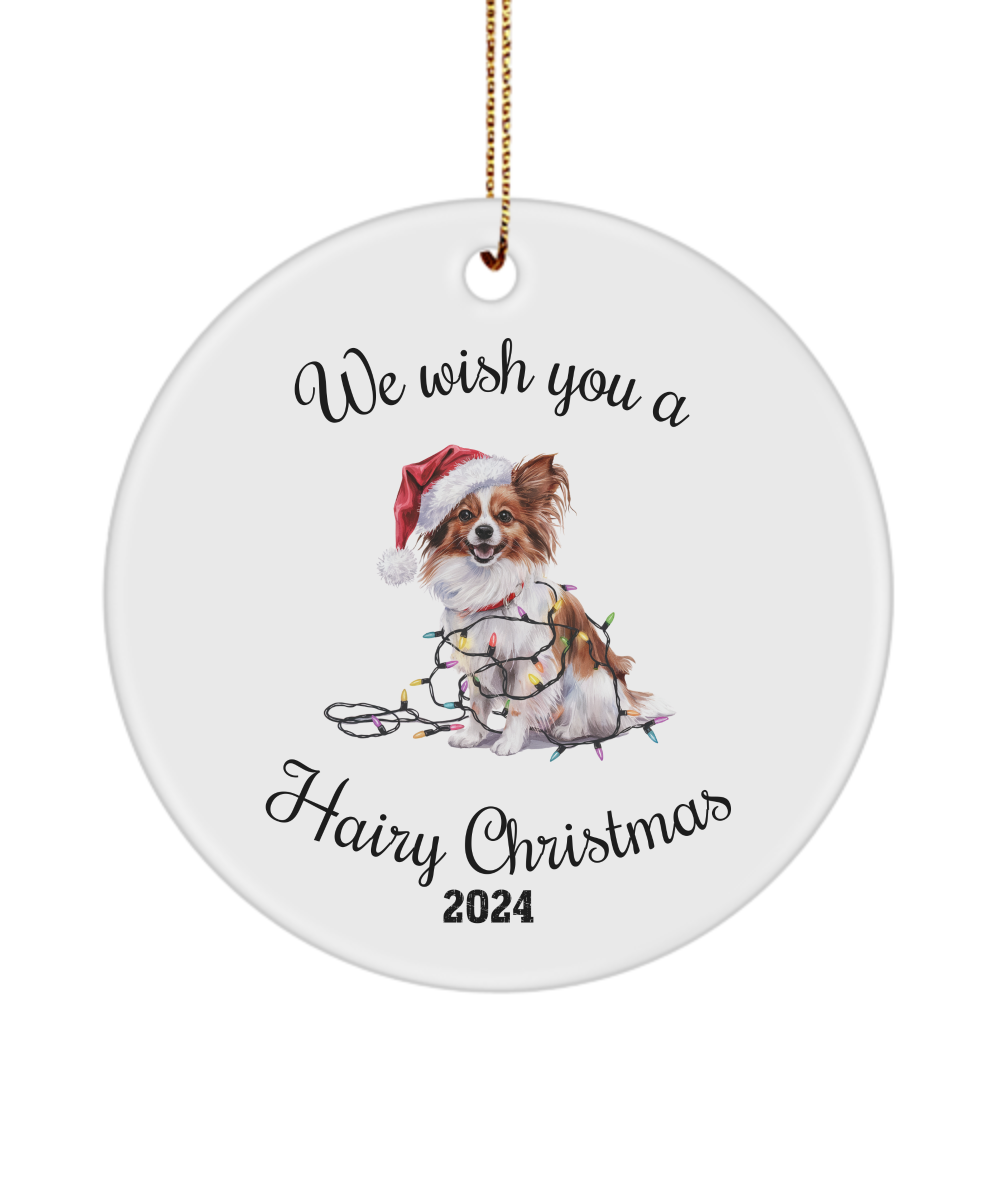 Christmas Papillion Ornament, Christmas Lights Dog Keepsake, Christmas Dog, Papillion Mom, Gift For Dog Lover, Papillion