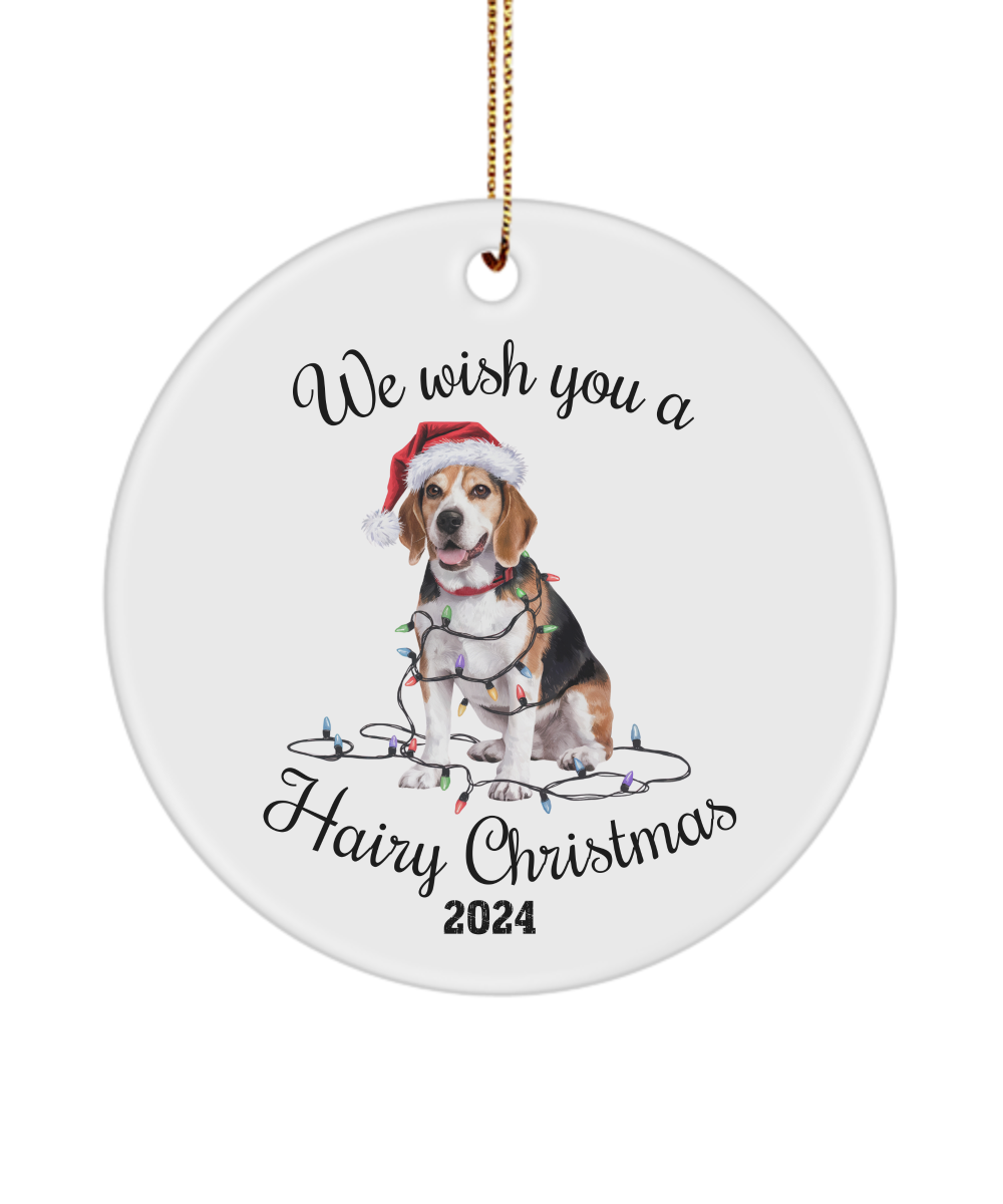 Christmas Beagle Ornament, Beagle Mom, Christmas Lights Dog Keepsake, Christmas Dog, Gift for Dog Lover, Beagle