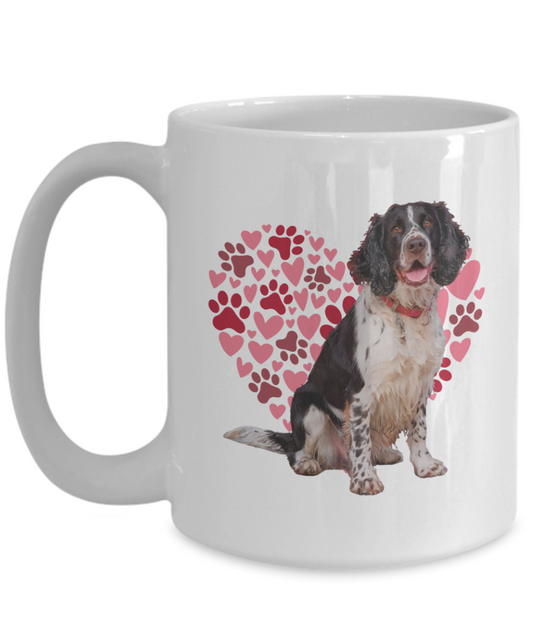 Springer Spaniel Love Mug, Heart & Paw Print Design, Perfect Gift for Dog Lovers, Springer Owners, Pet Enthusiasts