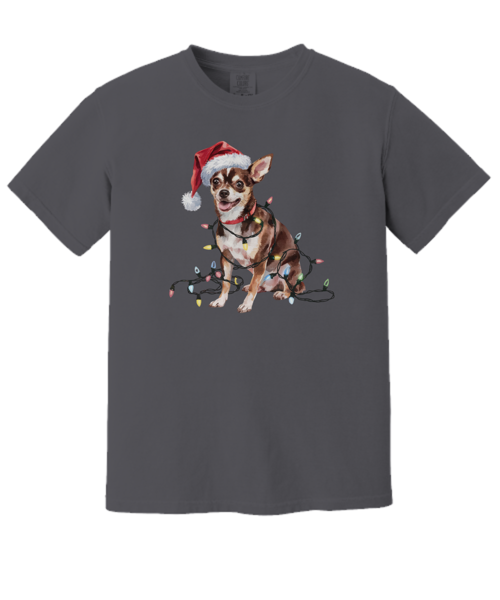 Christmas Chihuahua Shirt, Christmas Lights Dog Tee, Christmas Dog Tee, Chihuahua Mom Tshirt, Gift for Dog Lover, Chihuahua