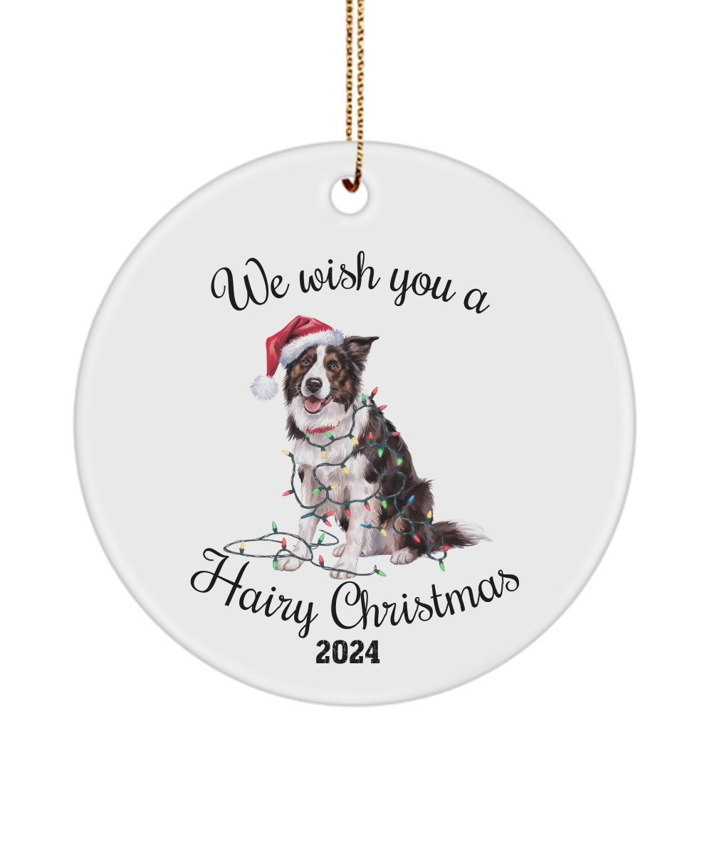 Christmas Border Collie Ornament, Border Collie Mom, Christmas Lights Dog Keepsake, Christmas Dog, Gift for Dog Lover, Border Collie