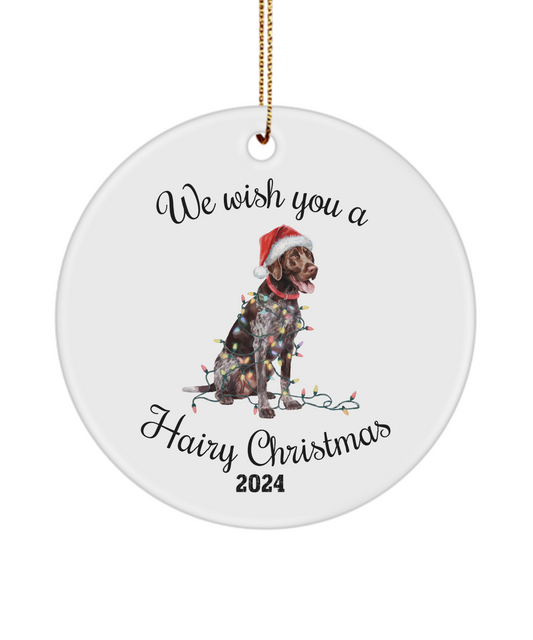 Christmas German Shorthaired Pointer Ornament, Pointer Mom, Christmas Lights Dog Keepsake, Christmas Dog, Gift for Dog Lover