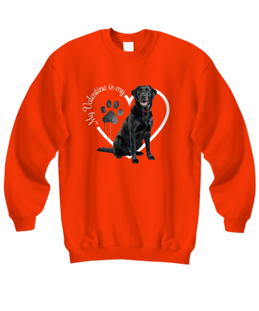 Valentine Black Lab Sweatshirt, Black Lab Mom, Valentine Heart Dog, Valentine Dog Sweatshirt, Gift for Dog Lover