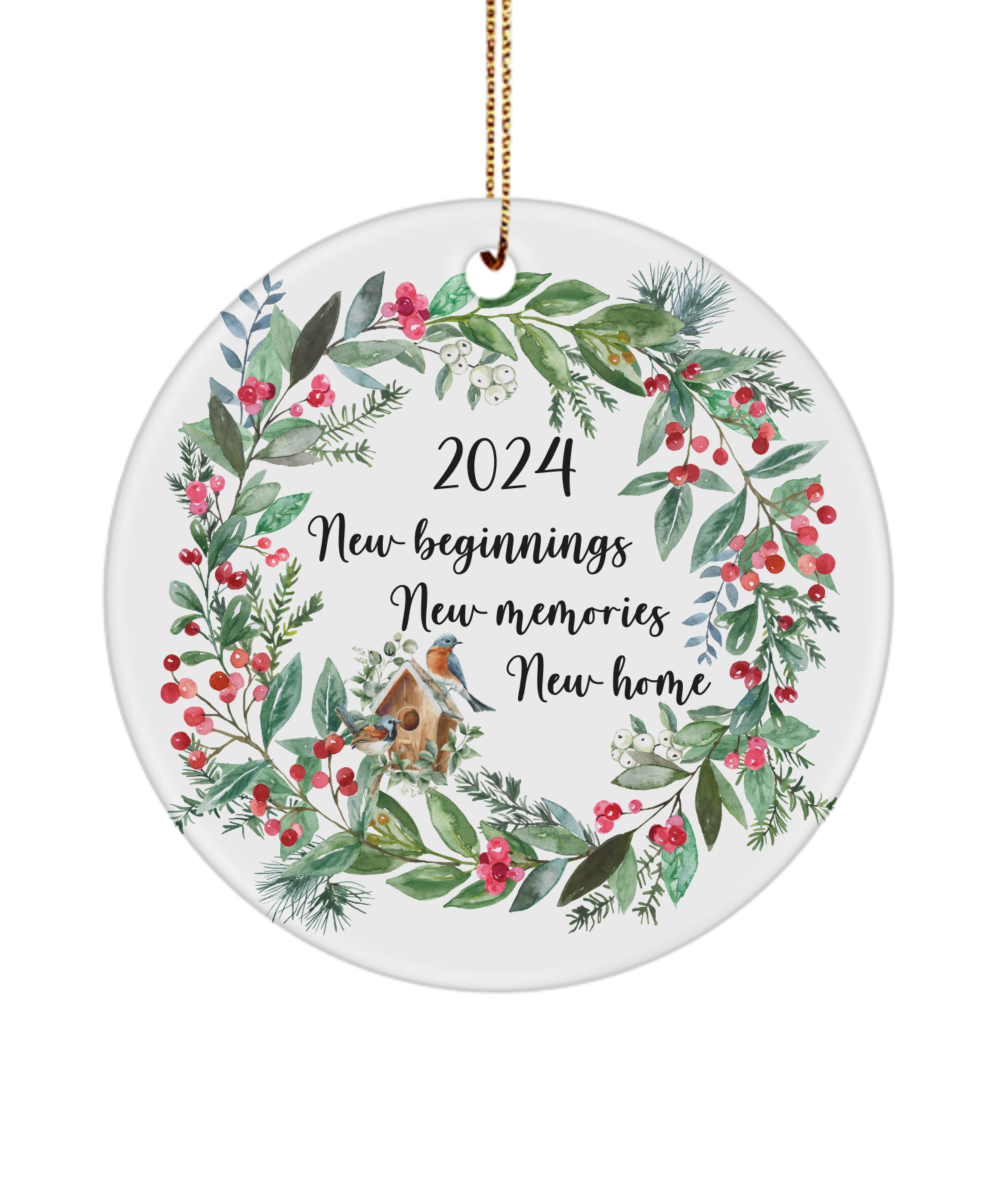 New Home Ornament, 2024 Christmas Holiday Ornament, New Beginnings, New Memories, First Home Ornament, First Christmas In New Home