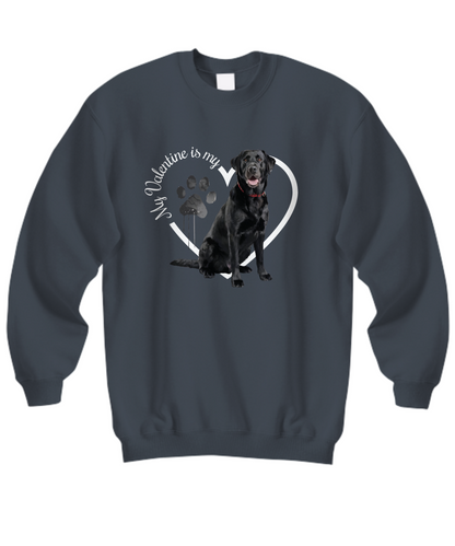 Valentine Black Lab Sweatshirt, Black Lab Mom, Valentine Heart Dog, Valentine Dog Sweatshirt, Gift for Dog Lover