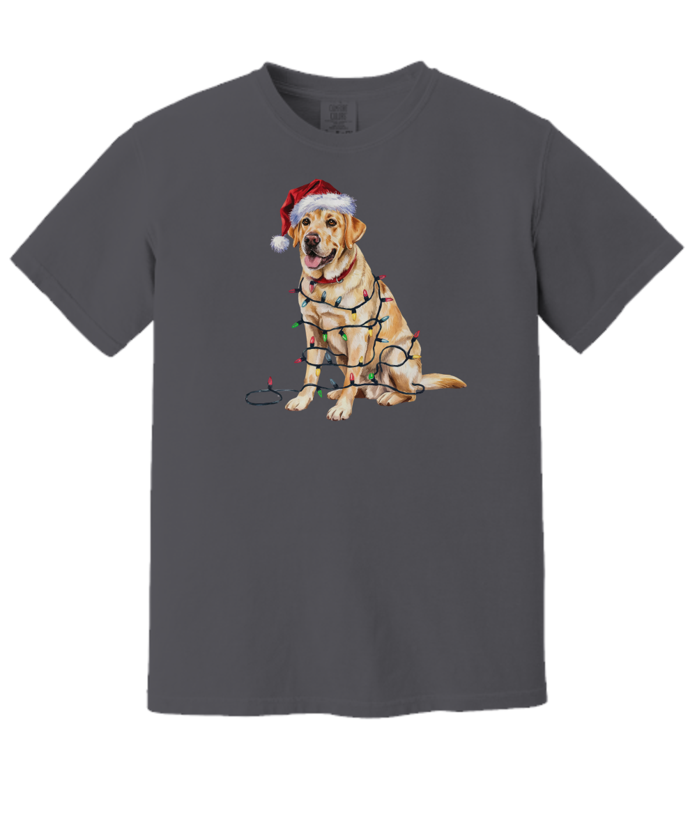 Christmas Yellow Labrador Shirt, Christmas Lights Dog Tee, Christmas Dog Tee, Lab Mom Tshirt, Gift for Dog Lover, Yellow Lab