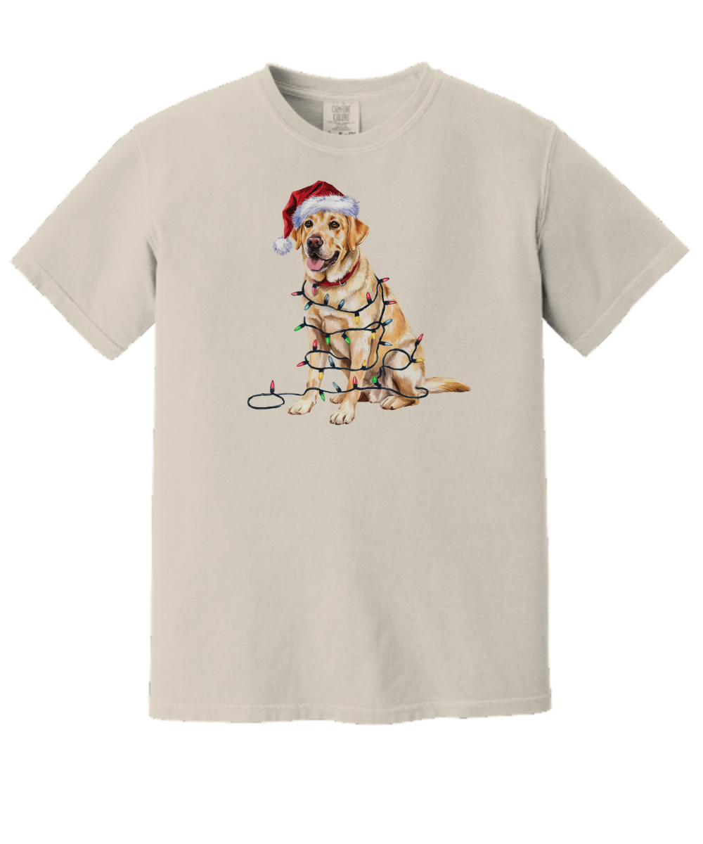 Christmas Yellow Labrador Shirt, Christmas Lights Dog Tee, Christmas Dog Tee, Lab Mom Tshirt, Gift for Dog Lover, Yellow Lab