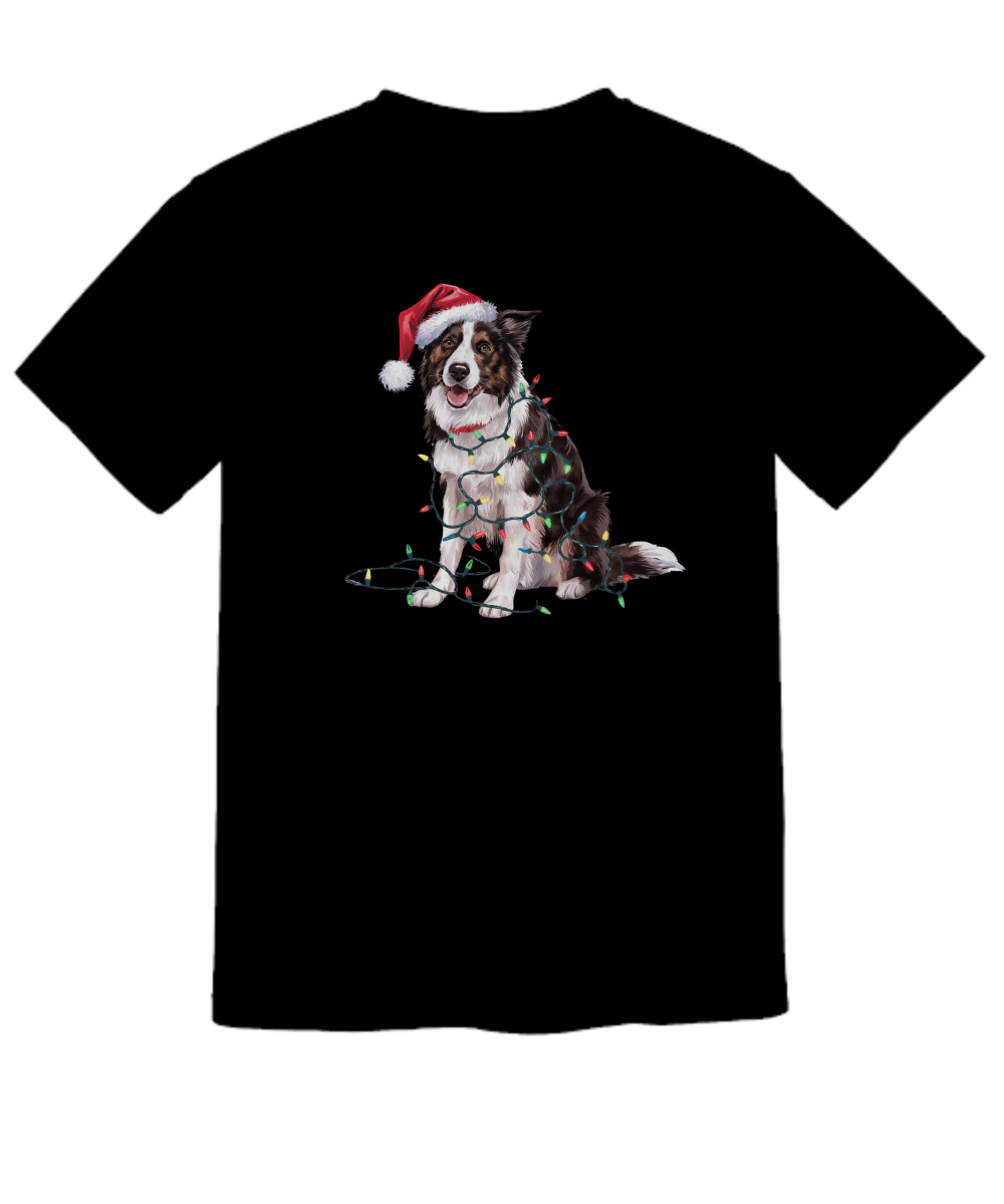 Christmas Border Collie Shirt, Christmas Lights Dog Tee, Christmas Dog Tee, Border Collie Mom Tshirt, Gift for Dog Lover, Border Collie