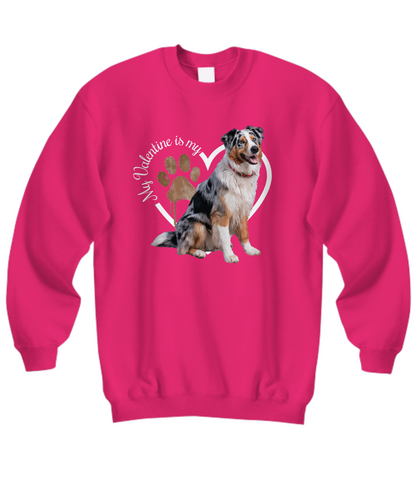 Valentine Australian Shepherd Sweatshirt, Australian Shepherd Mom, Valentine Heart Dog, Valentine Dog Sweatshirt, Gift for Dog Lover