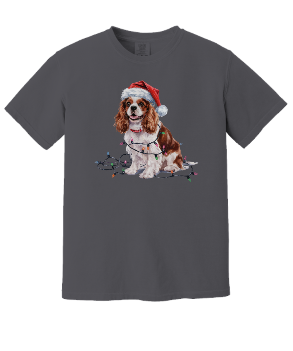 Christmas Cavalier King Charles Spaniel Shirt, Christmas Lights Dog Tee, Christmas Dog Tee, Cavalier Spaniel Mom Tshirt, Gift for Dog Lover