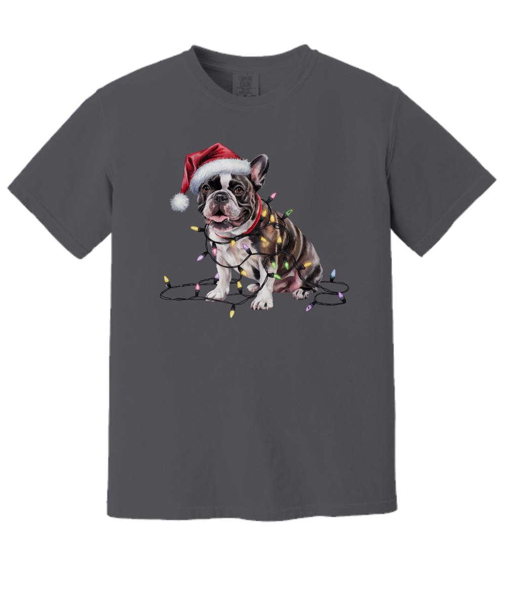 Christmas French Bulldog Shirt, Christmas Lights Dog Tee, Christmas Dog Tee, French Bulldog Mom Tshirt, Gift for Dog Lover, French Bulldog