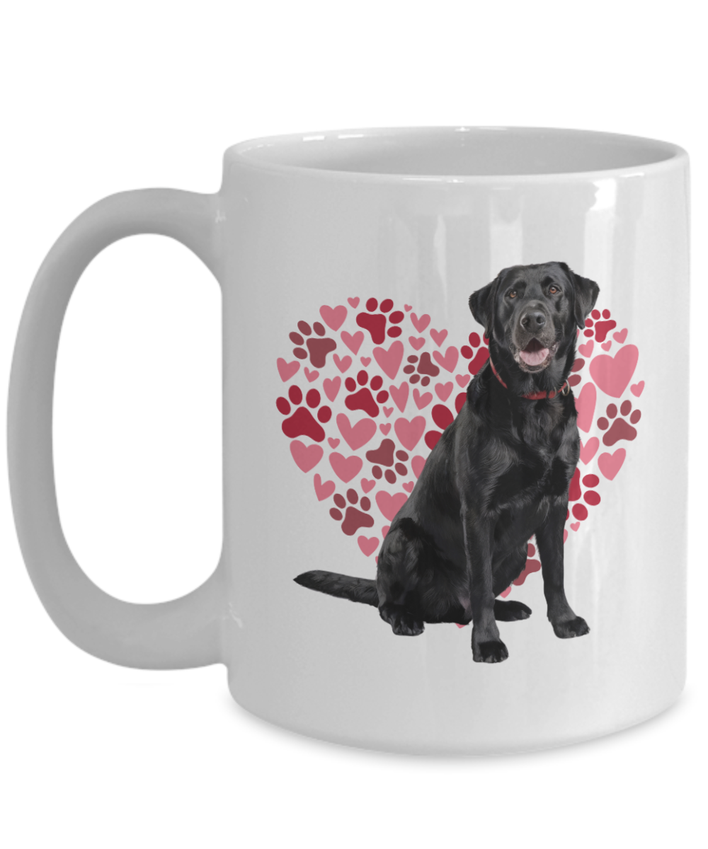 Black Lab Love Mug, Heart & Paw Print Design, Perfect Gift for Dog Lovers, Labrador Owners, Pet Enthusiasts