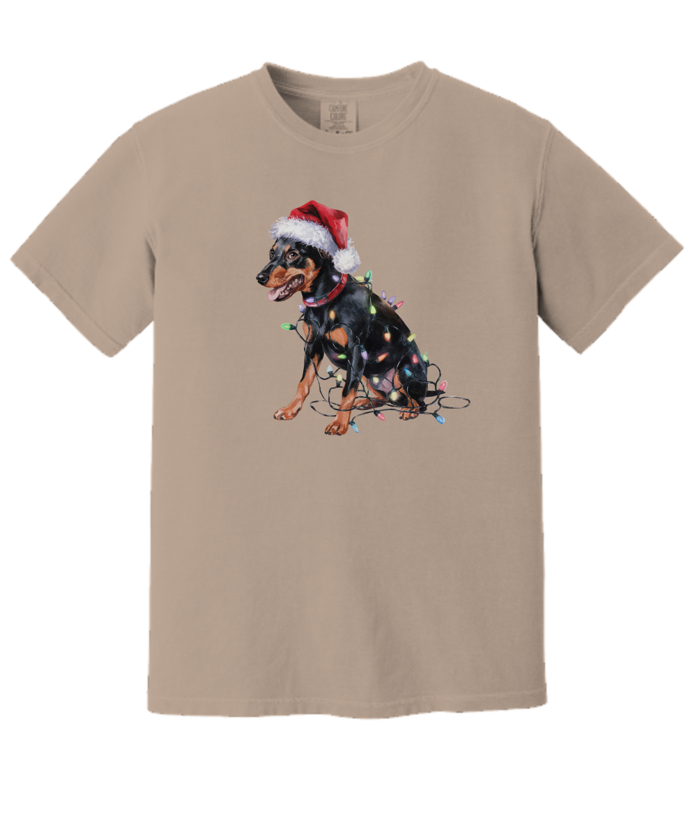 Christmas Miniature Pincher Shirt, Christmas Lights Dog Tee, Christmas Dog Tee, Miniature Pincher Mom Tshirt, Gift for Dog Lover