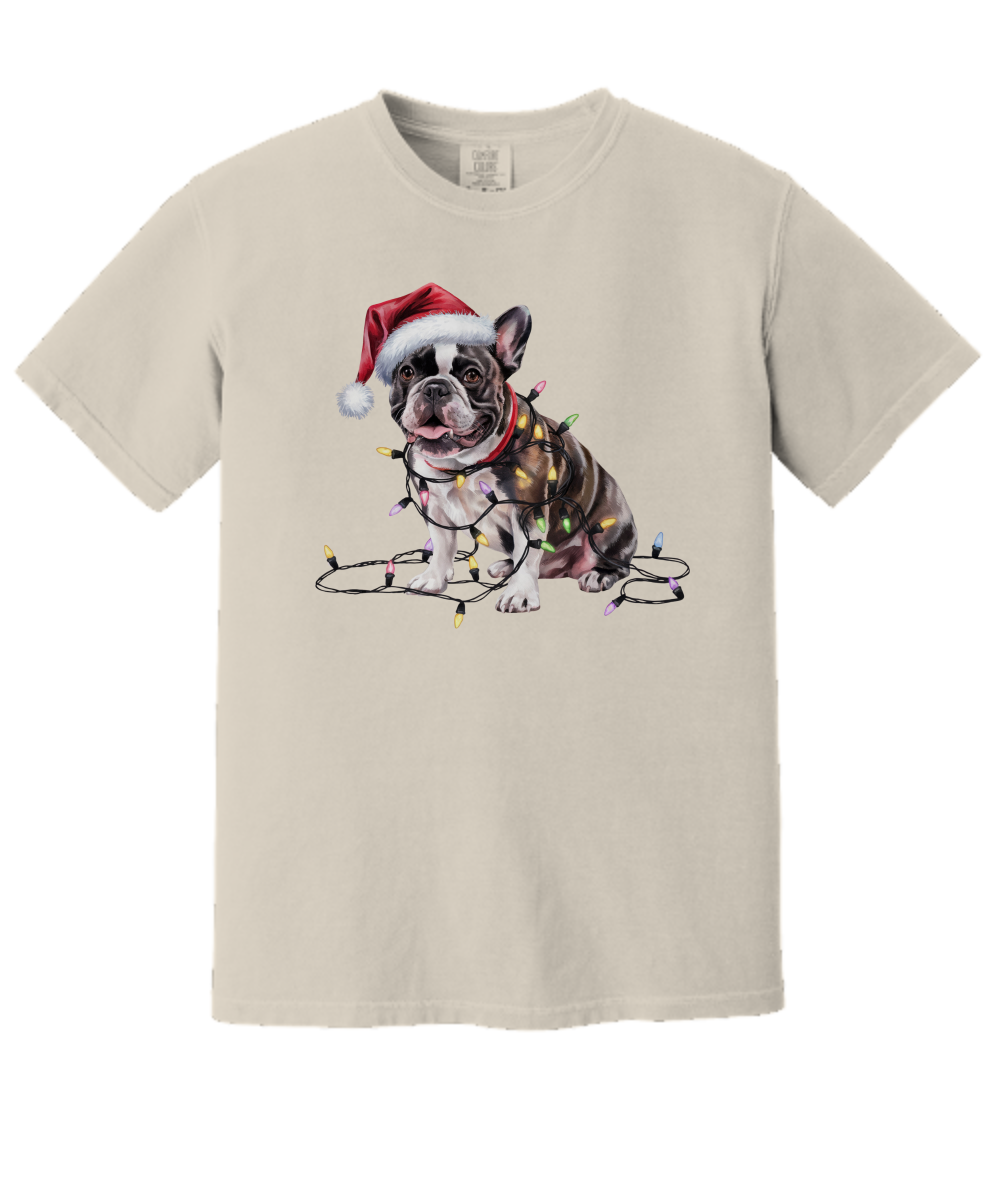 Christmas French Bulldog Shirt, Christmas Lights Dog Tee, Christmas Dog Tee, French Bulldog Mom Tshirt, Gift for Dog Lover, French Bulldog