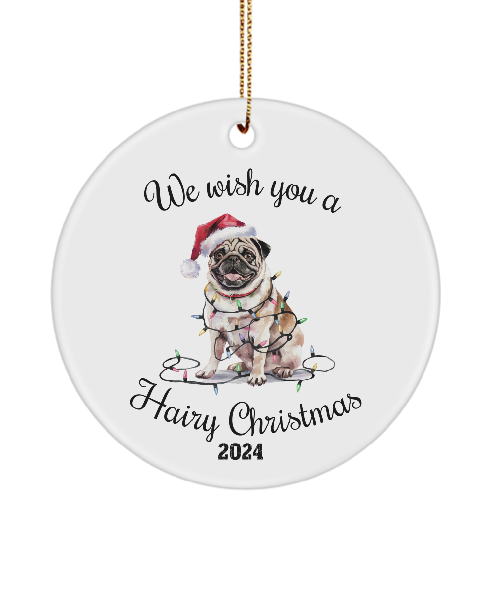 Christmas Pug Ornament, Pug Mom, Christmas Dog, Christmas Lights Dog Keepsake, Gift for Dog Lover, Pug