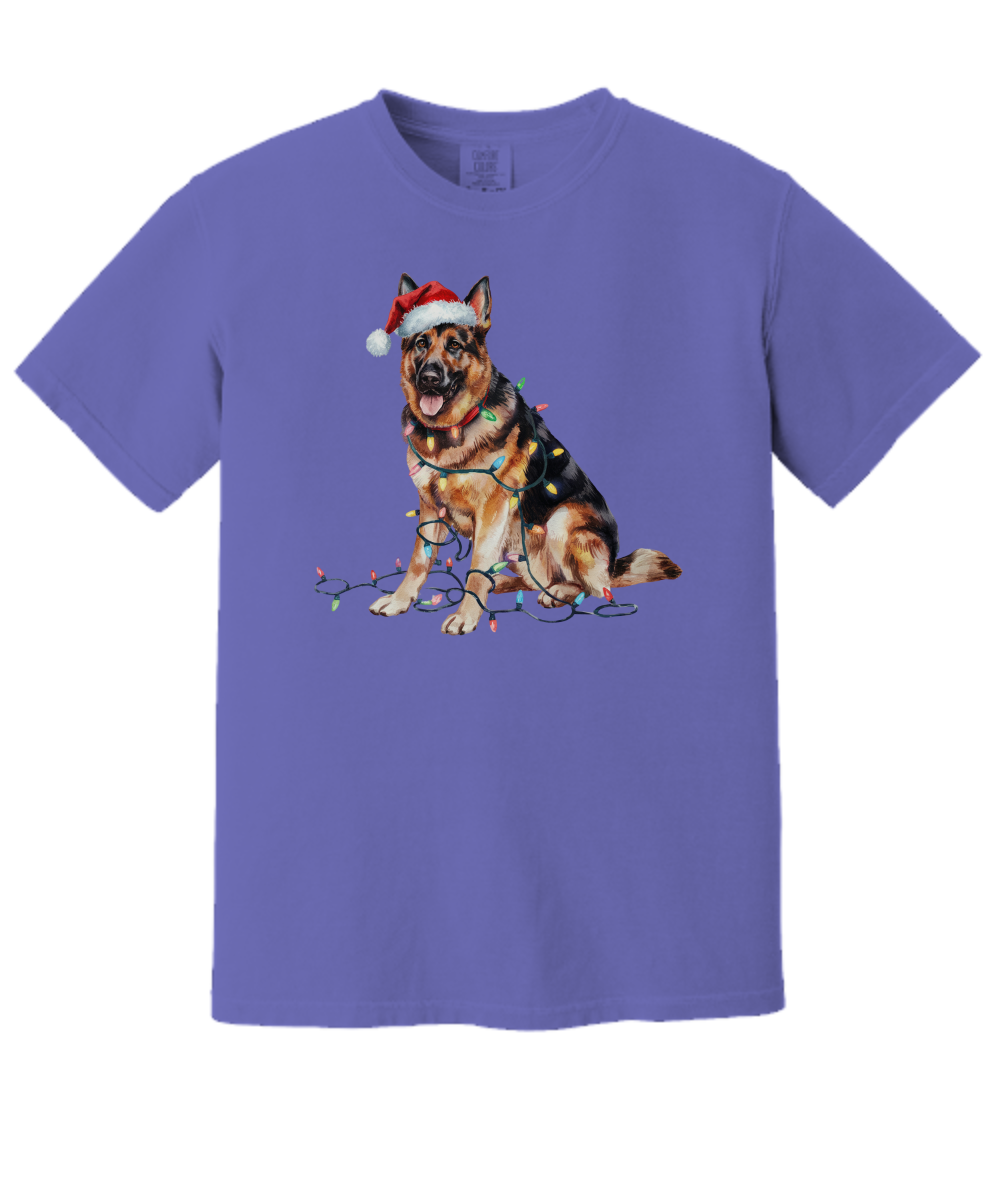 Christmas German Shepherd Shirt, Christmas Lights Dog Tee, Christmas Dog, Shepherd Mom Tee, Gift for Dog Lover, Shepherd Tee