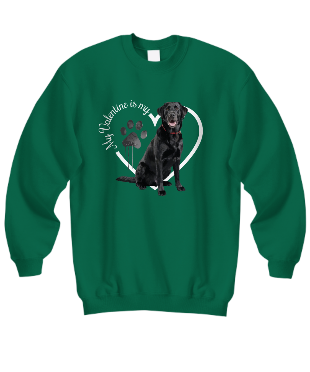 Valentine Black Lab Sweatshirt, Black Lab Mom, Valentine Heart Dog, Valentine Dog Sweatshirt, Gift for Dog Lover