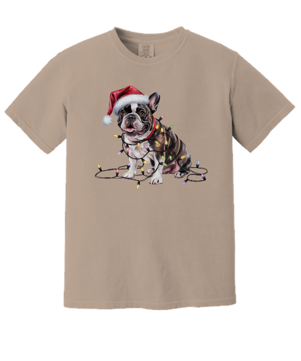 Christmas French Bulldog Shirt, Christmas Lights Dog Tee, Christmas Dog Tee, French Bulldog Mom Tshirt, Gift for Dog Lover, French Bulldog