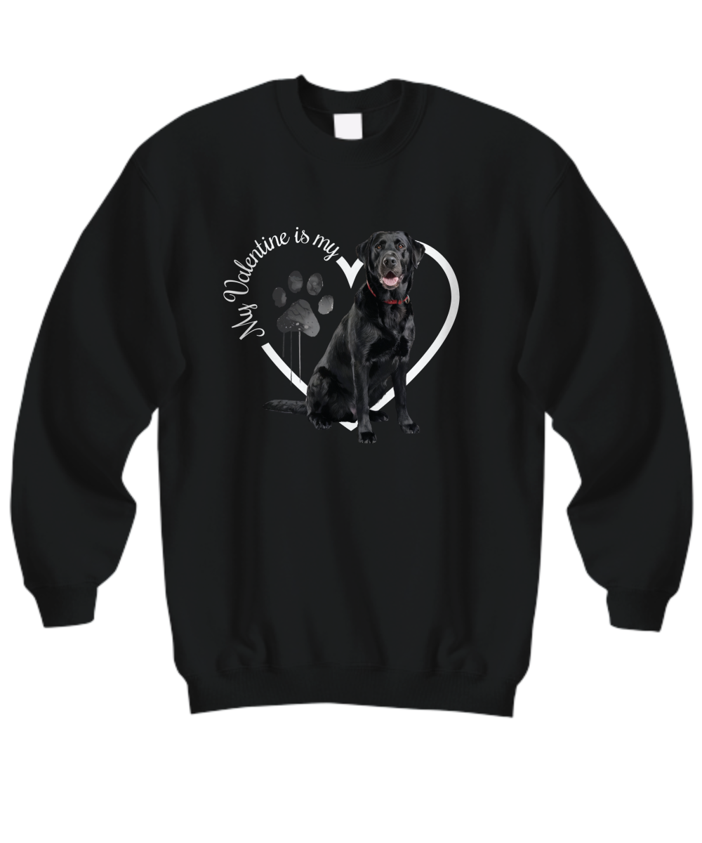 Valentine Black Lab Sweatshirt, Black Lab Mom, Valentine Heart Dog, Valentine Dog Sweatshirt, Gift for Dog Lover
