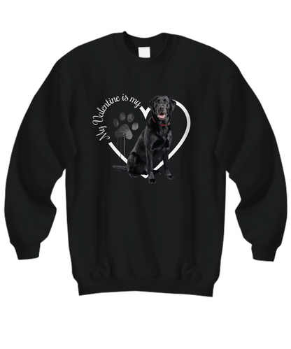 Valentine Black Lab Sweatshirt, Black Lab Mom, Valentine Heart Dog, Valentine Dog Sweatshirt, Gift for Dog Lover