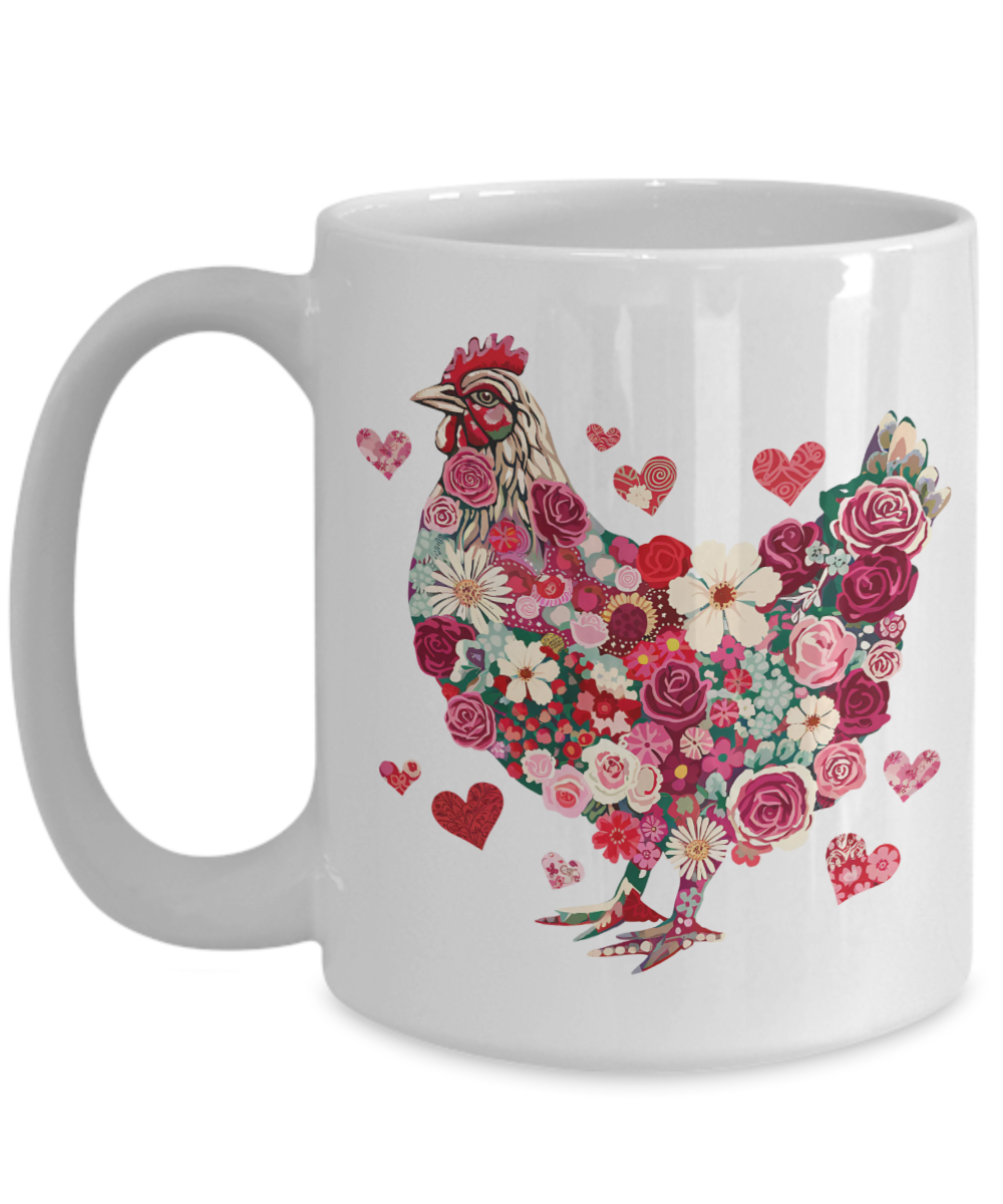 Valentines Day Chicken Roses Mug