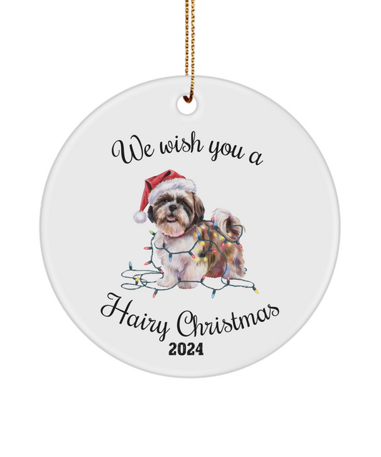 Christmas Shih Tzu Ornament, Shih Tzu Mom, Christmas Lights Dog Keepsake, Christmas Dog, Gift for Dog Lover, Shih Tzu