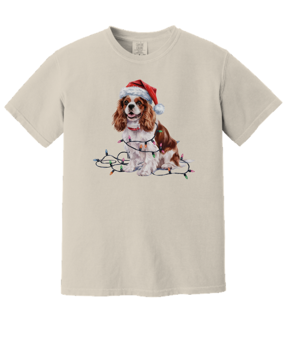 Christmas Cavalier King Charles Spaniel Shirt, Christmas Lights Dog Tee, Christmas Dog Tee, Cavalier Spaniel Mom Tshirt, Gift for Dog Lover