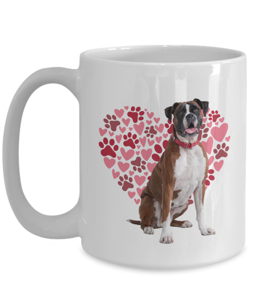 Boxer Love Mug, Heart & Paw Print Design, Perfect Gift for Dog Lovers, Boxer Owners, Pet Enthusiasts