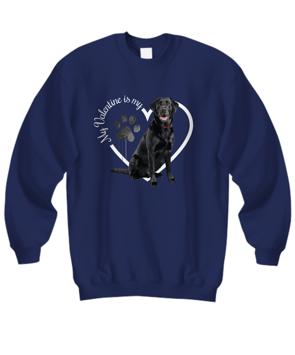 Valentine Black Lab Sweatshirt, Black Lab Mom, Valentine Heart Dog, Valentine Dog Sweatshirt, Gift for Dog Lover