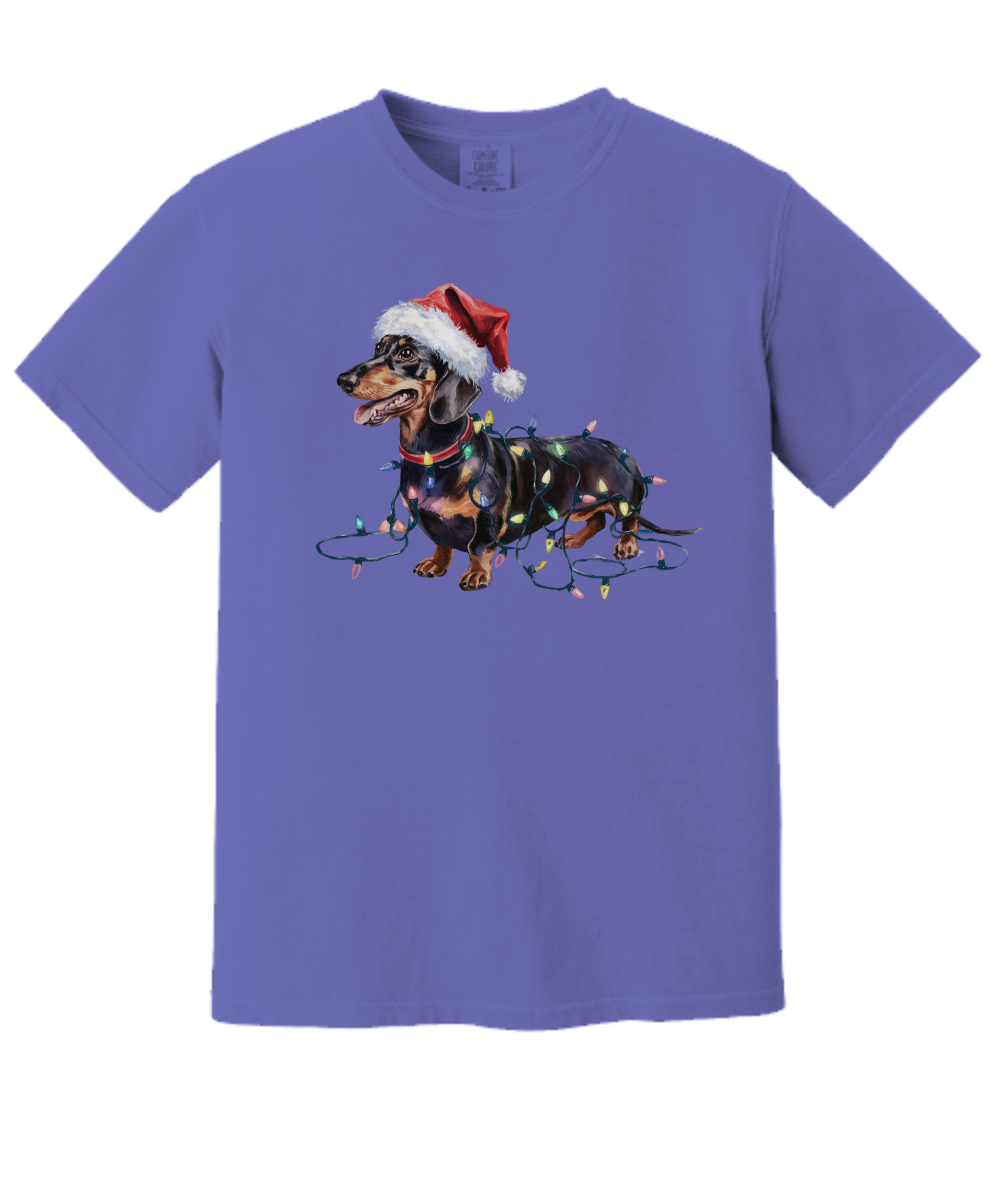 Christmas Dachshund Shirt, Christmas Lights Dog Tee, Christmas Dog Tee, Dachshund Mom Tshirt, Gift for Dog Lover, Dachshund