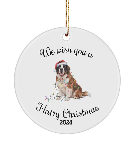 Christmas Saint Bernard Ornament, Christmas Lights Dog Keepsake, Saint Bernard Mom, Christmas Dog, Gift For Dog Lover, Saint Bernard