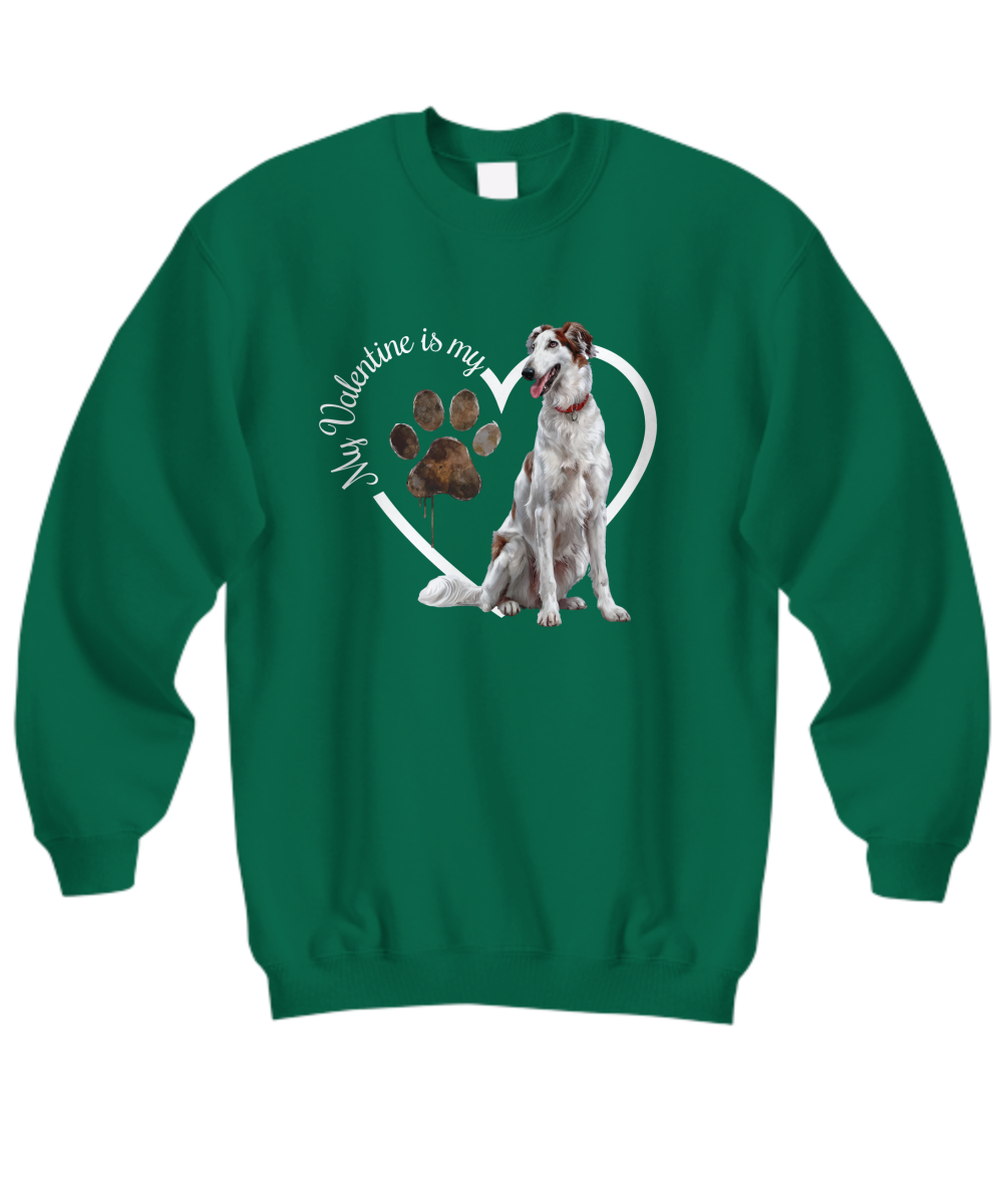 Valentine Borzoi Sweatshirt, Borzoi Mom, Valentine Heart Dog, Valentine Dog Sweatshirt, Gift for Dog Lover